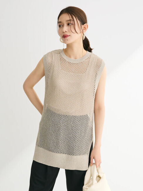 armonia「スパンコールニットベスト」|ベスト・ジレ|Gray Beige