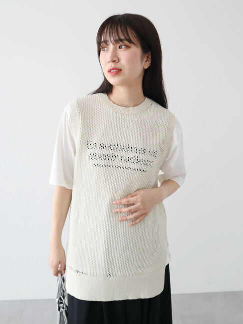 armonia「スパンコールニットベスト」|ベスト・ジレ|Ecru