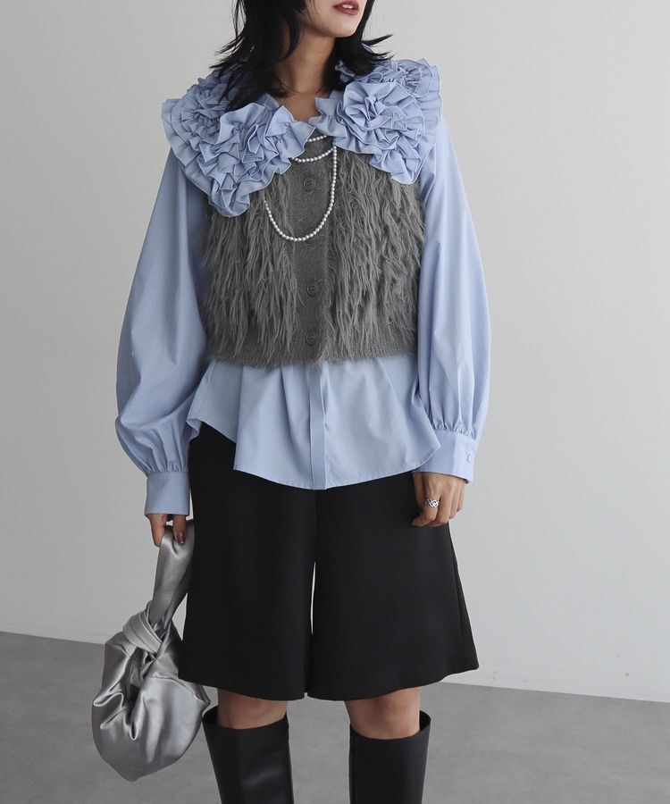 AnriettMusee「フェザーニットベスト」|ベスト・ジレ|