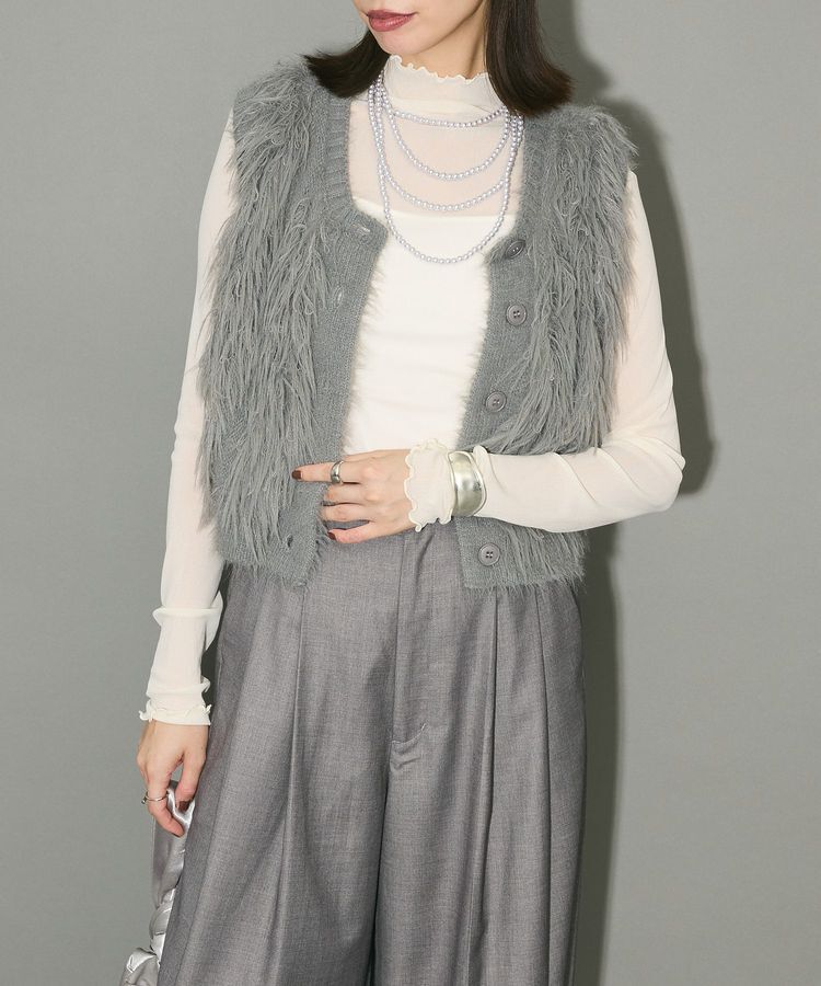 AnriettMusee「フェザーニットベスト」|ベスト・ジレ|Gray