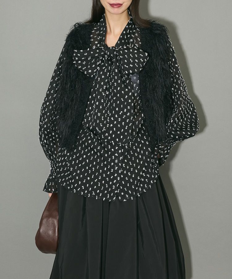 AnriettMusee「フェザーニットベスト」|ベスト・ジレ|Black