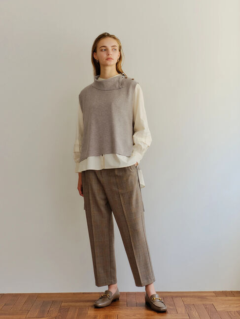 YECCA VECCA「シャツレイヤードニットベスト」|シャツ・ブラウス|