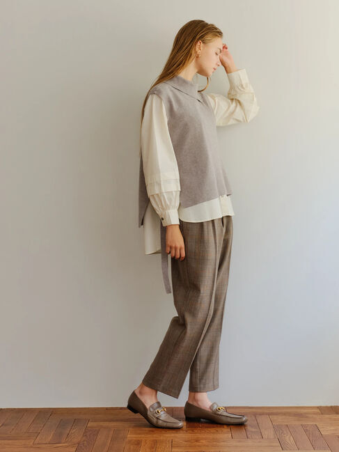 YECCA VECCA「シャツレイヤードニットベスト」|シャツ・ブラウス|