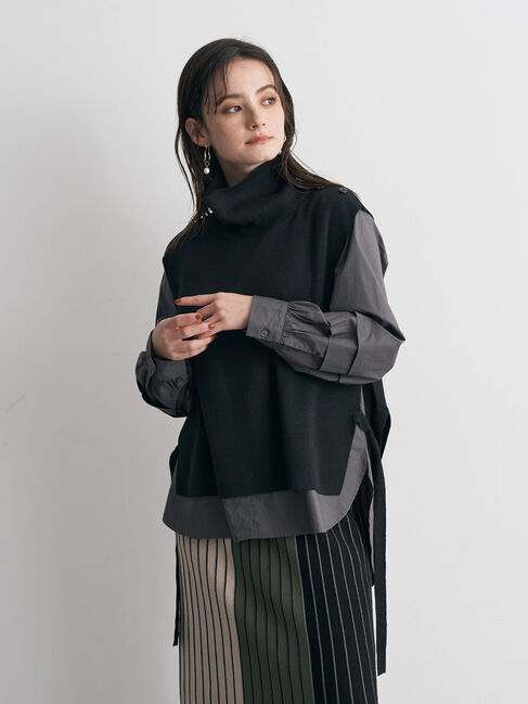 YECCA VECCA「シャツレイヤードニットベスト」|シャツ・ブラウス|