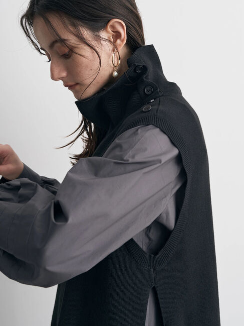 YECCA VECCA「シャツレイヤードニットベスト」|シャツ・ブラウス|