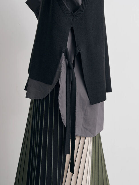 YECCA VECCA「シャツレイヤードニットベスト」|シャツ・ブラウス|