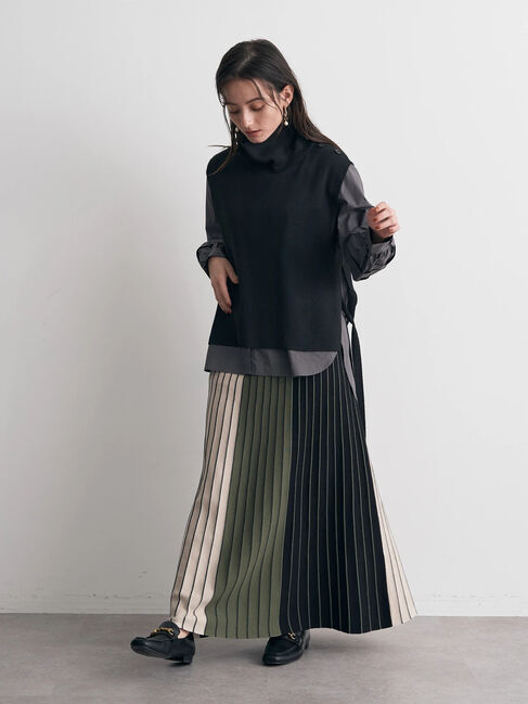 YECCA VECCA「シャツレイヤードニットベスト」|シャツ・ブラウス|