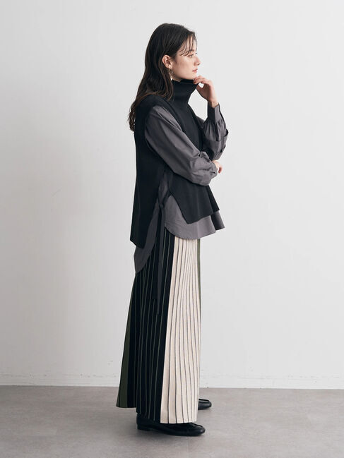 YECCA VECCA「シャツレイヤードニットベスト」|シャツ・ブラウス|