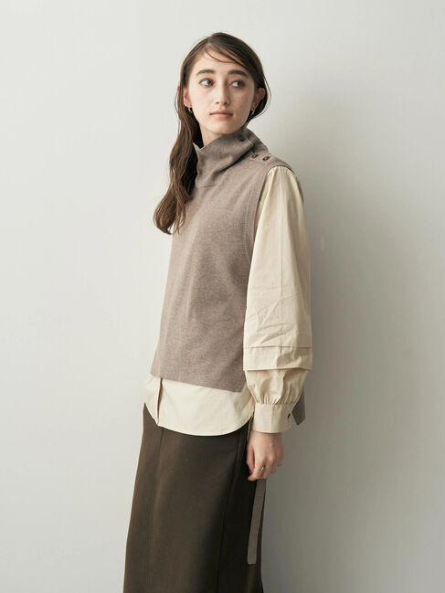 YECCA VECCA「シャツレイヤードニットベスト」|シャツ・ブラウス|