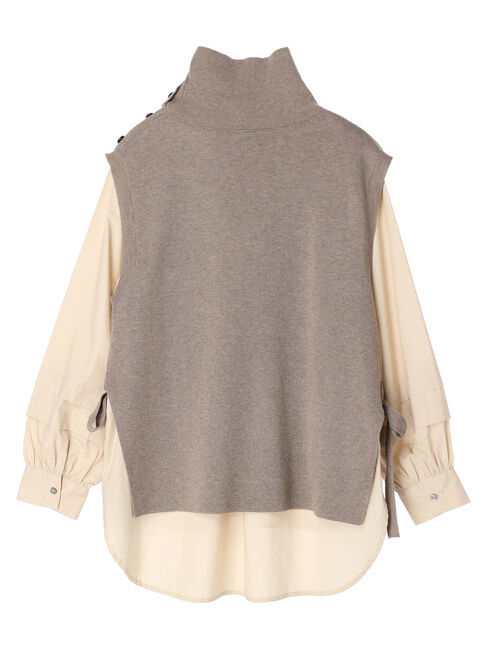 YECCA VECCA「シャツレイヤードニットベスト」|シャツ・ブラウス|