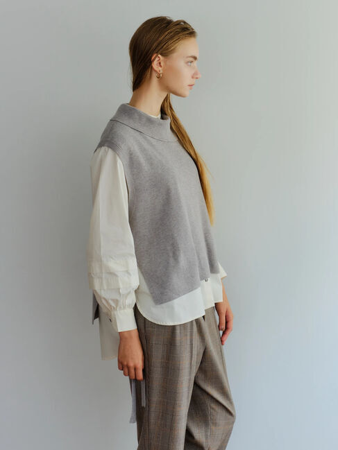 YECCA VECCA「シャツレイヤードニットベスト」|シャツ・ブラウス|