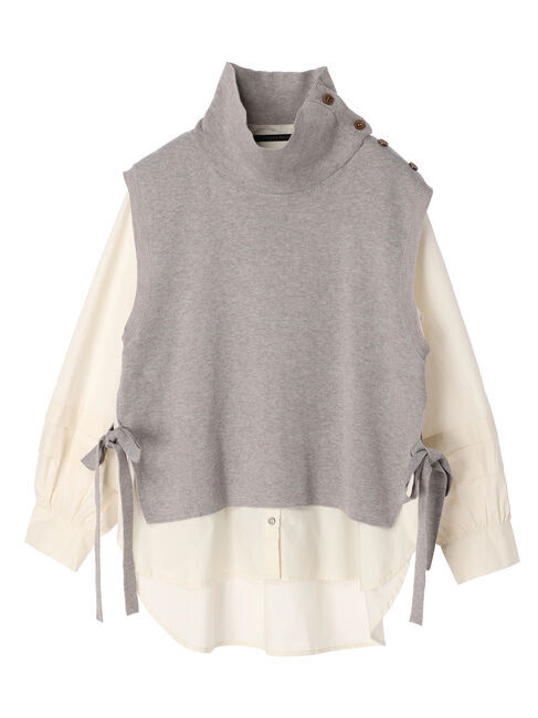 YECCA VECCA「シャツレイヤードニットベスト」|シャツ・ブラウス|