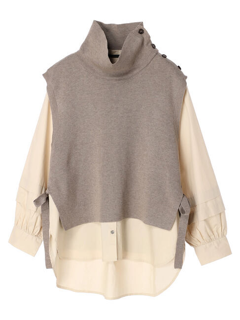 YECCA VECCA「シャツレイヤードニットベスト」|シャツ・ブラウス|