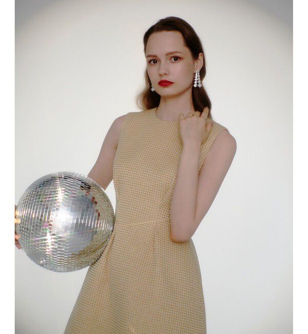 LOULOU WILLOUGHBY「【LOULOU WILLOUGHBY】スパークルジャガードノースリーブワンピース」|ワンピース|