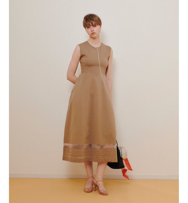 allureville「◇ウエストマークリブワンピース」|ワンピース|ベージュ