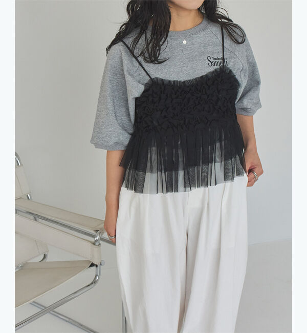 titivate「チュールフリルキャミソールビスチェ」|キャミソール|ブラック