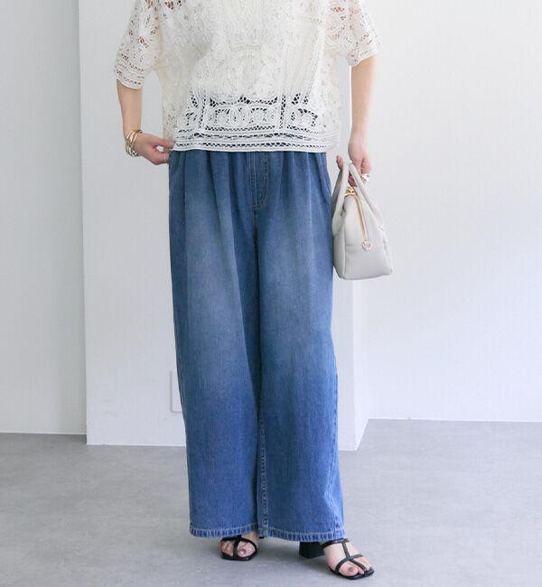  「【25th】綿麻デニムイージーパンツ」|その他|インディゴブルー