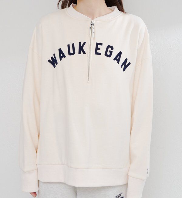  「フロッキープリントハーフジップ裏起毛スウェット」|プルオーバー|