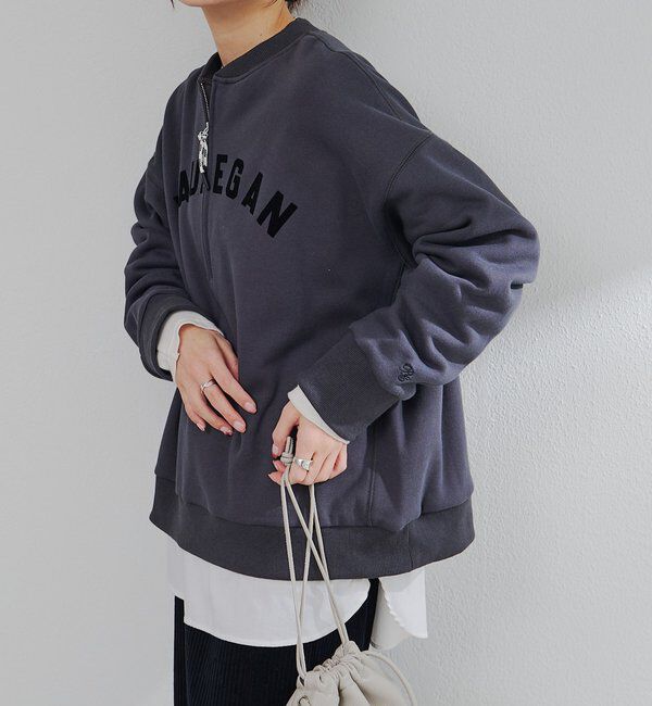  「フロッキープリントハーフジップ裏起毛スウェット」|プルオーバー|