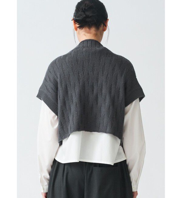 mizuiro ind「mizuiro ind パターン編みショートベスト」|ベスト・ジレ|