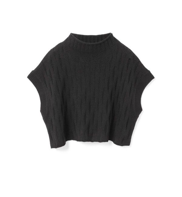 mizuiro ind「mizuiro ind パターン編みショートベスト」|ベスト・ジレ|ブラック