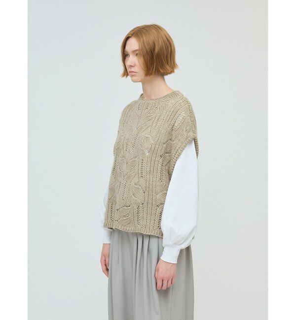 mizuiro ind「mizuiro ind シアーケーブル柄ベスト」|ベスト・ジレ|