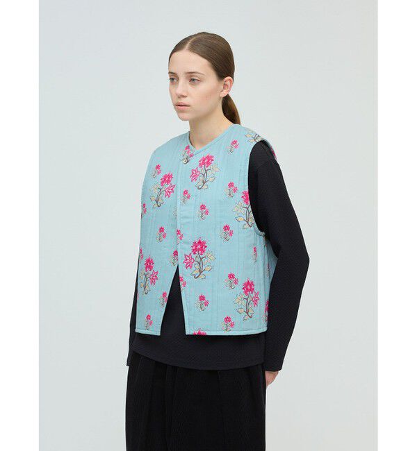 mizuiro ind「mizuiro ind 2WAYプリントキルティングベスト」|ベスト・ジレ|