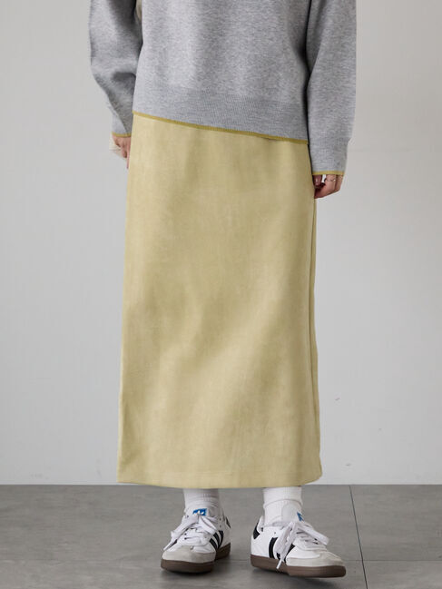 Lugnoncure「【選べる着丈】スウェード調タイトスカート」|スカート|イエロー
