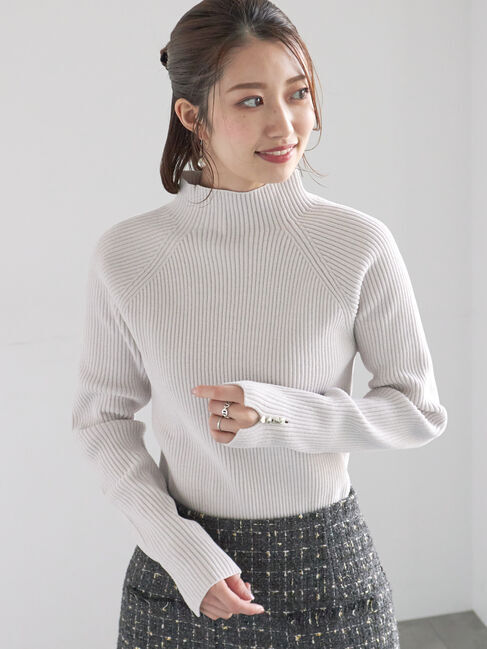 Te chichi「モールリブスタンドネックニット」|ニット・セーター|オフホワイト