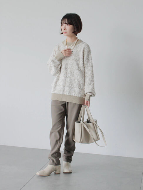 Samansa Mos2 blue「ジャカードモールニットプルオーバー」|ニット・セーター|