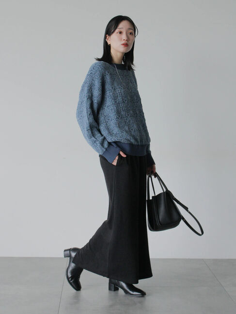 Samansa Mos2 blue「ジャカードモールニットプルオーバー」|ニット・セーター|