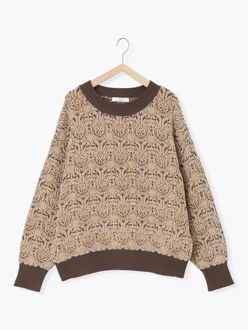 Samansa Mos2 blue「ジャカードモールニットプルオーバー」|ニット・セーター|