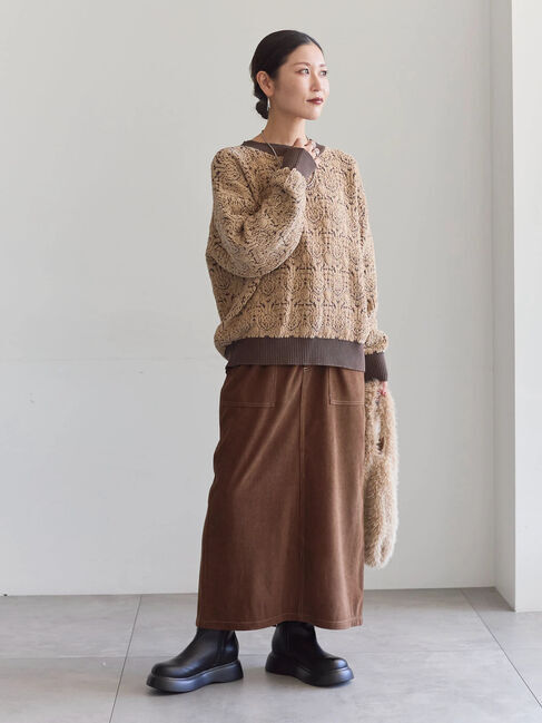 Samansa Mos2 blue「ジャカードモールニットプルオーバー」|ニット・セーター|