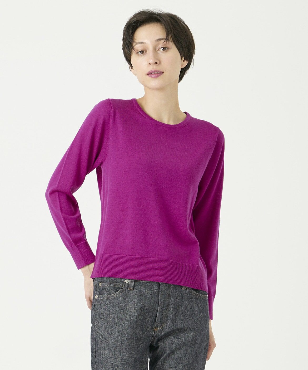 DAY by DAY it&rsquo;s international「ウォッシャブルウールベーシッククルーネックニット《HARMONY》」|ニット・セーター|パープル2