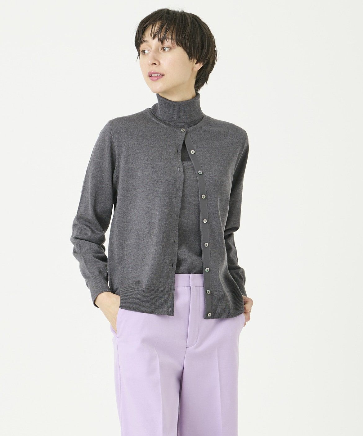 DAY by DAY it&rsquo;s international「ウォッシャブルウールクルーネックカーディガン《HARMONY》」|カーディガン|チャコールグ 3