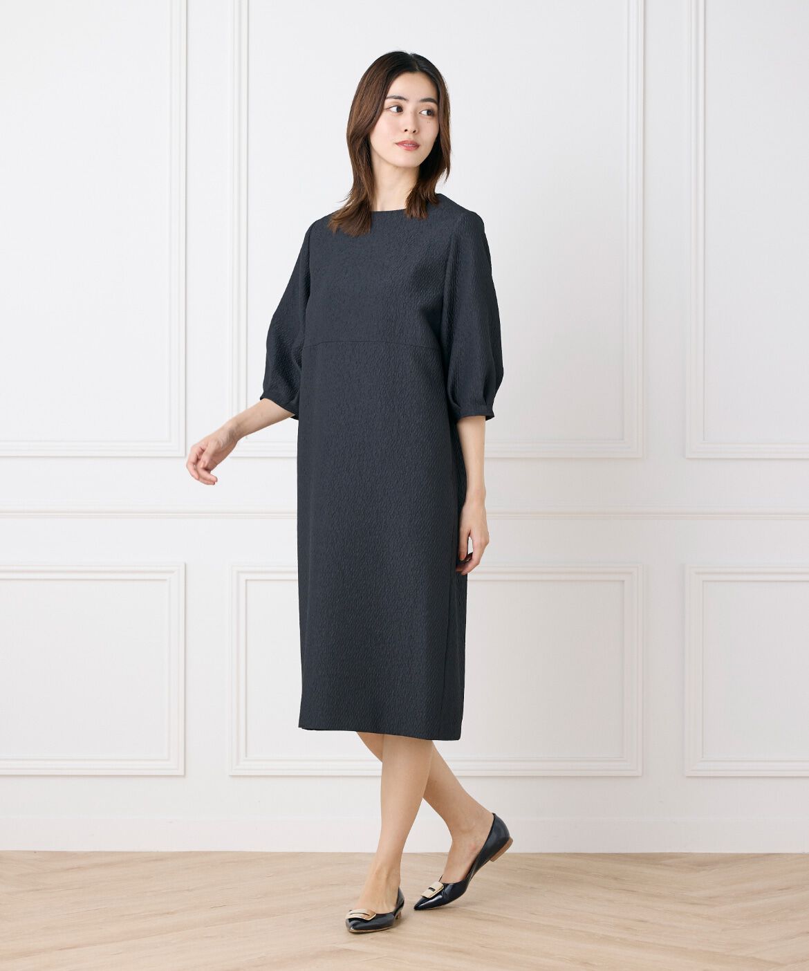 7-IDconcept.「《大きいサイズ》フクレジャカードワンピース」|ワンピース|