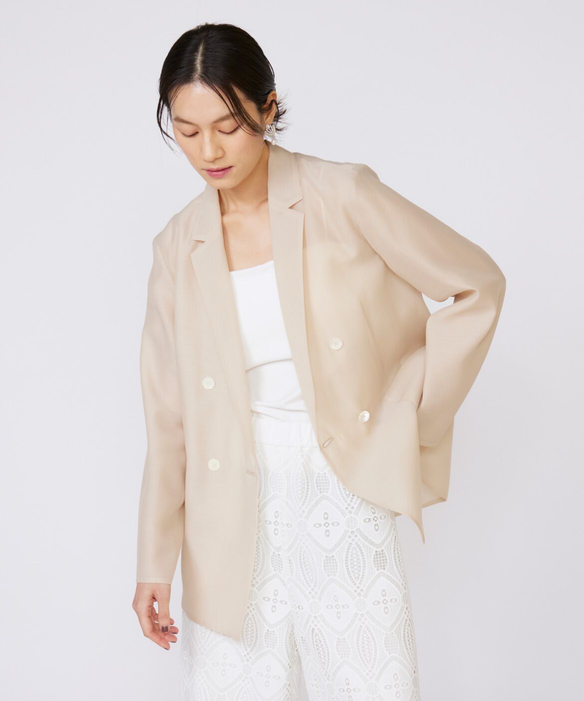 INED「オーガンジーシアージャケット」|テーラードジャケット|
