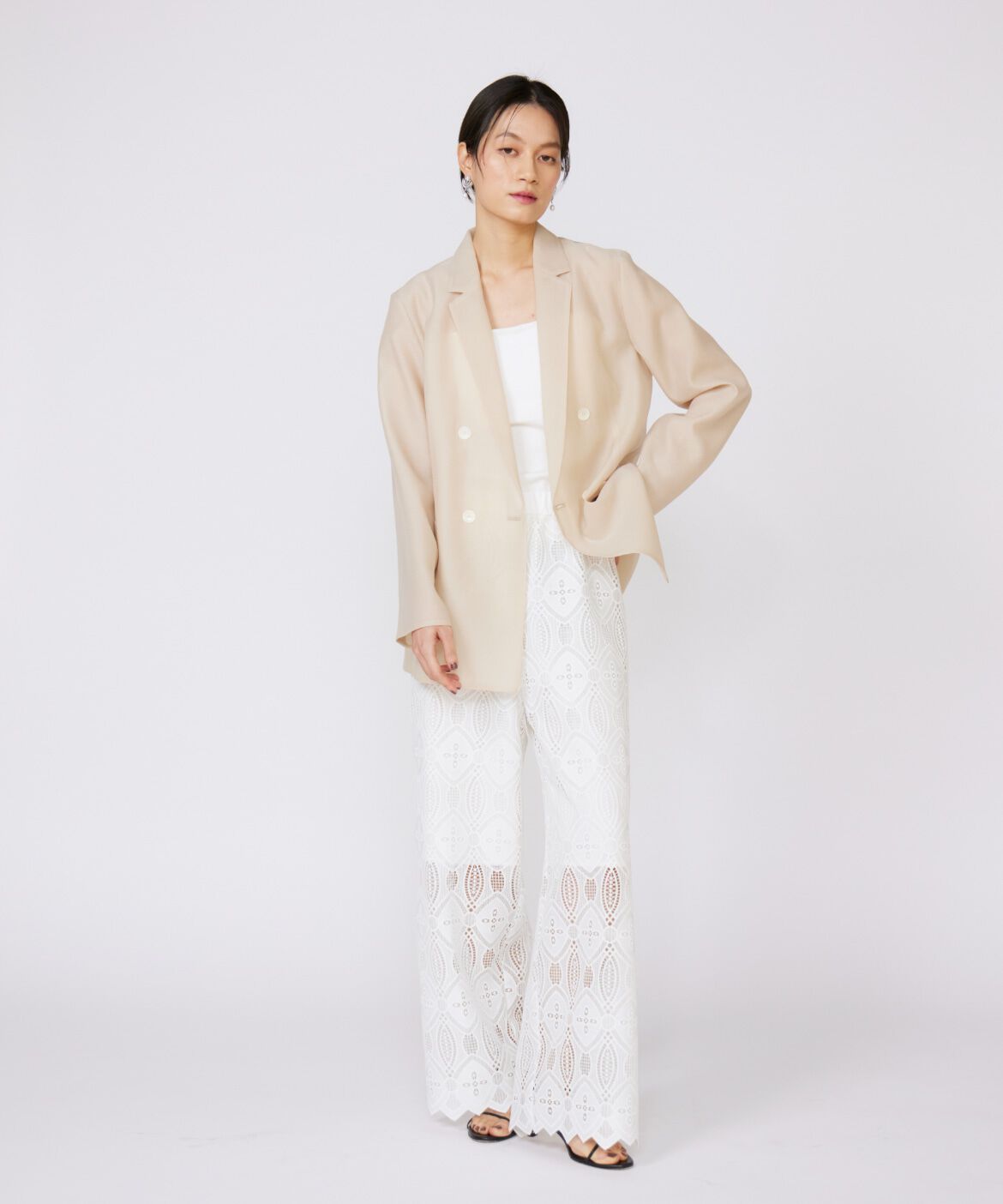 INED「オーガンジーシアージャケット」|テーラードジャケット|