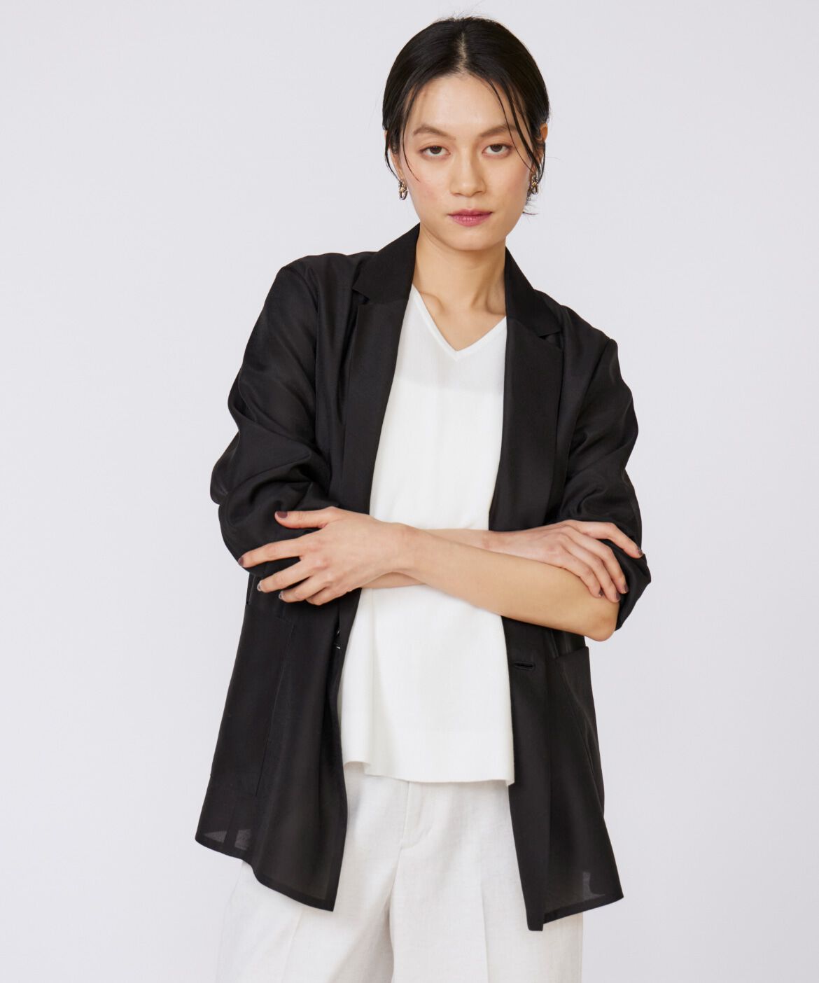 INED「オーガンジーシアージャケット」|テーラードジャケット|
