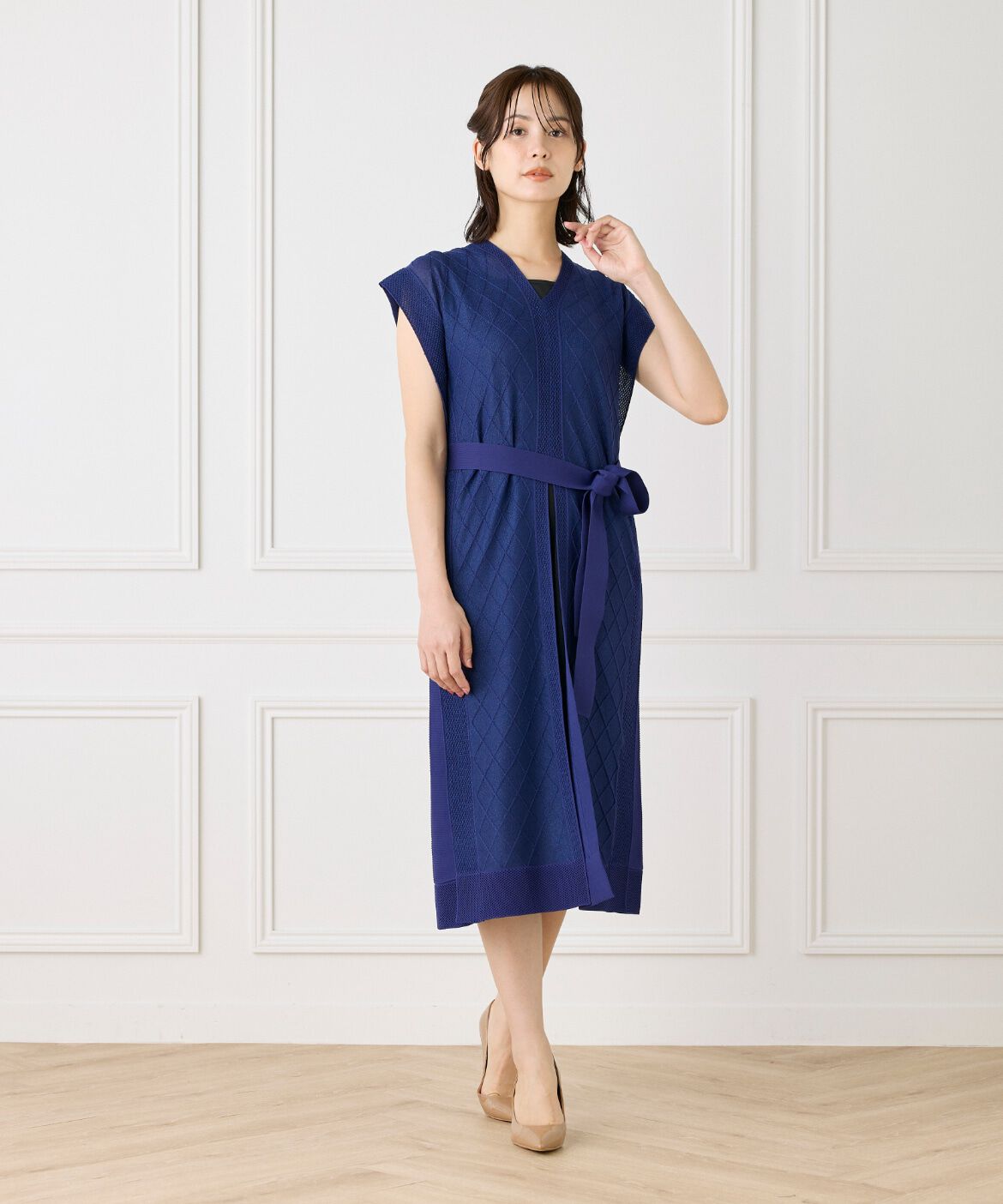 ef-de Black「シアーアーガイル サックワンピース」|ワンピース|