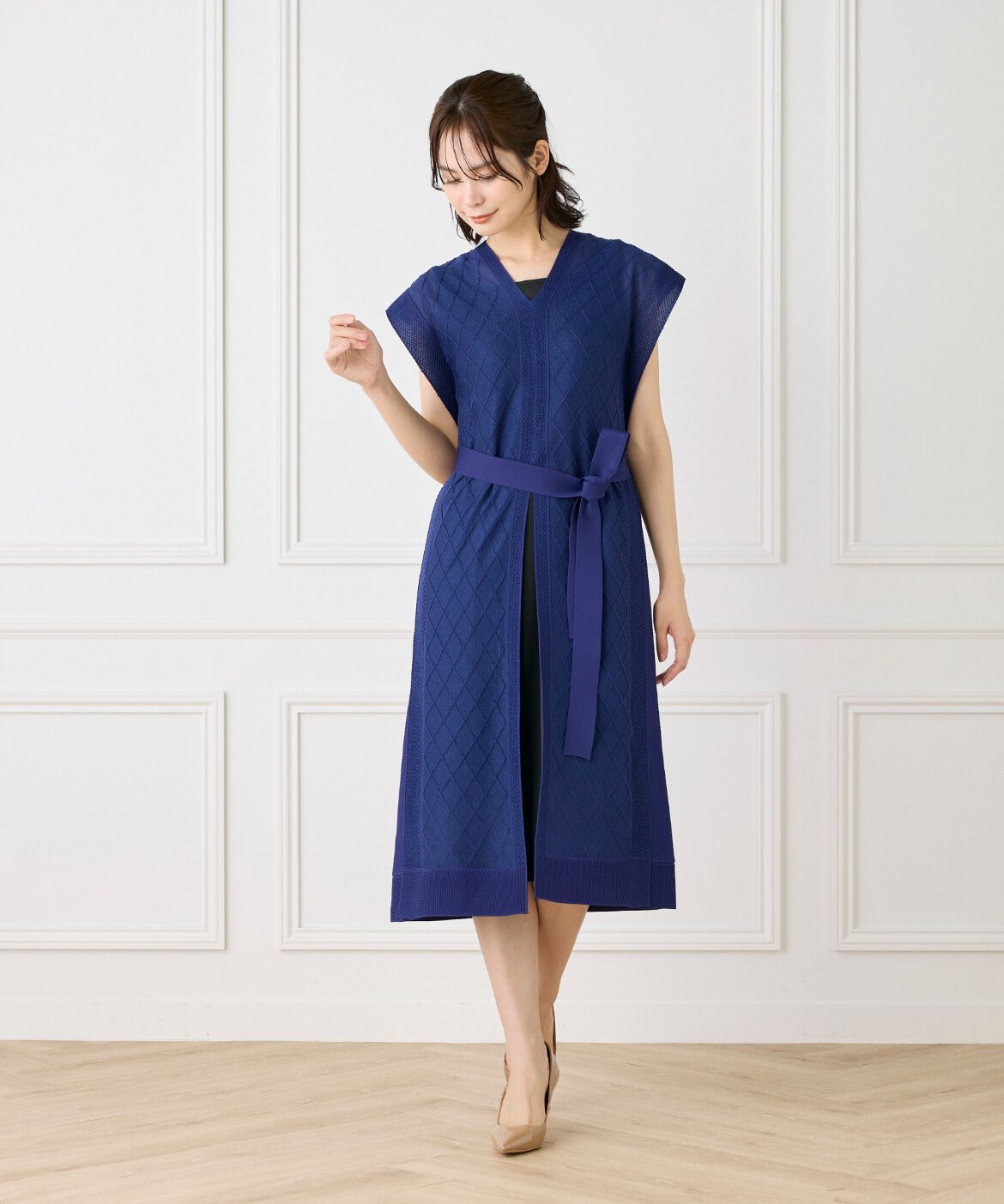 ef-de Black「シアーアーガイル サックワンピース」|ワンピース|