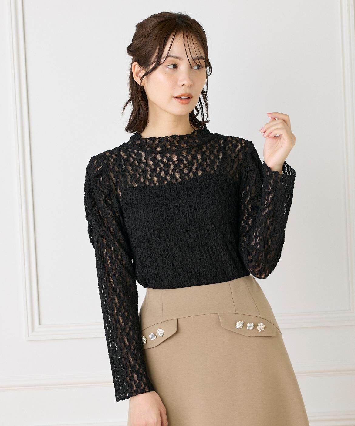 Maglie le cassetto「シュリンクレースカットソー」|Tシャツ・カットソー|