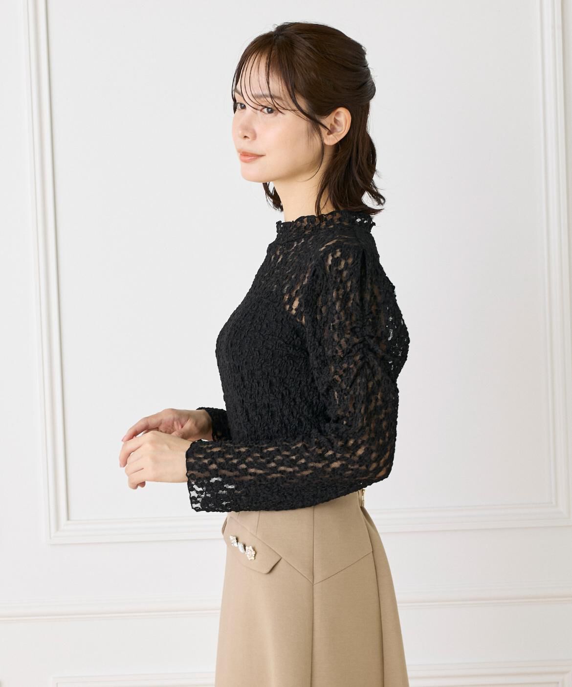 Maglie le cassetto「シュリンクレースカットソー」|Tシャツ・カットソー|