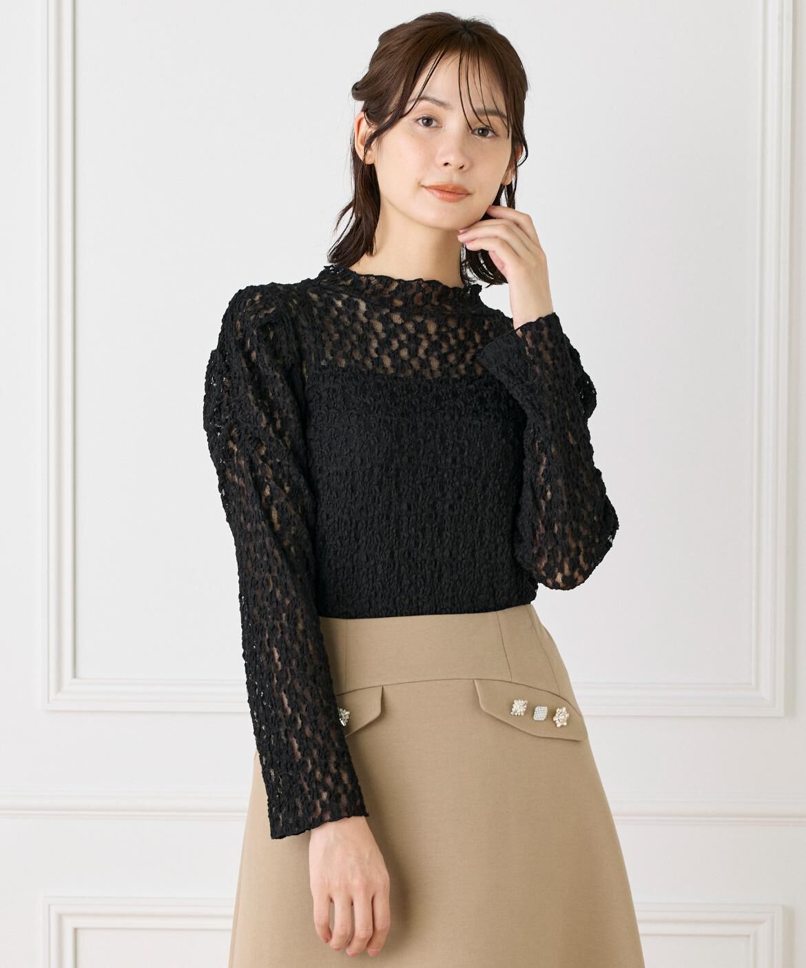 Maglie le cassetto「シュリンクレースカットソー」|Tシャツ・カットソー|