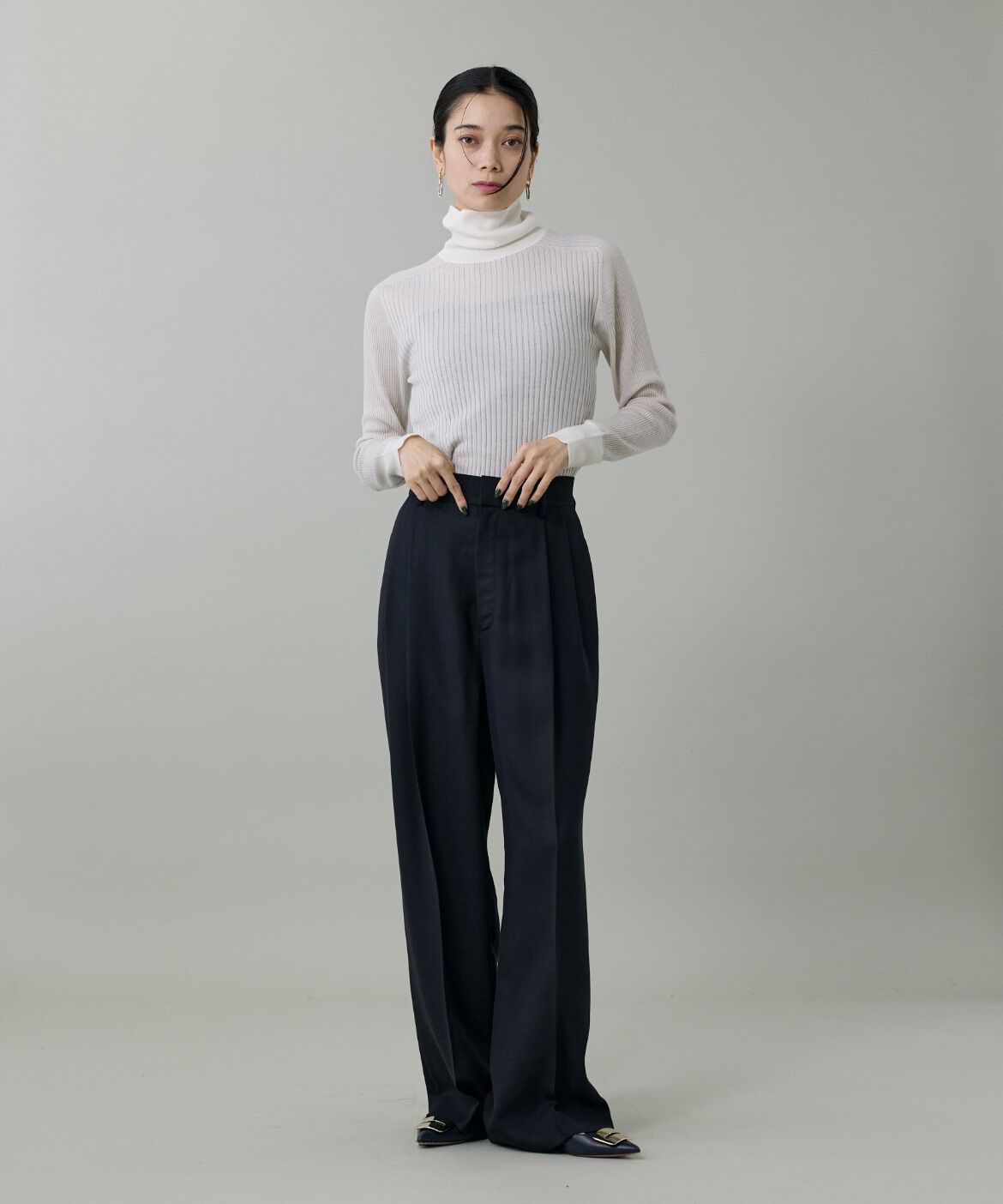 INED「《大きいサイズ》リブタートルニット《Cuoo》」|ニット・セーター|