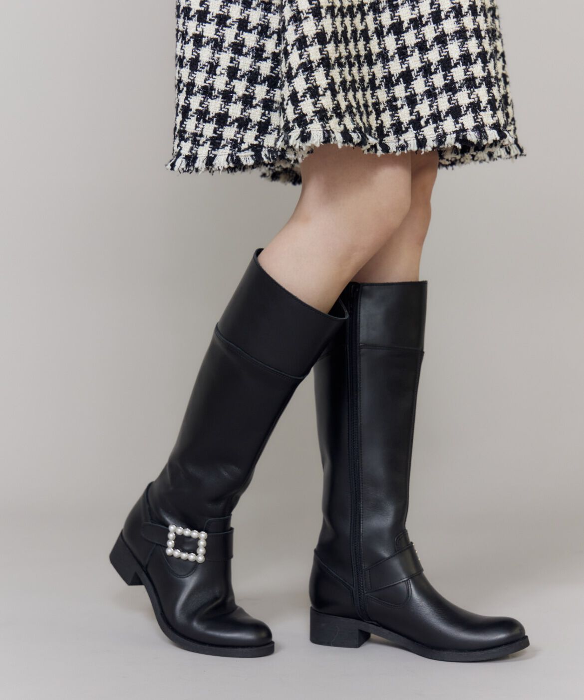 Maglie le cassetto「パールビジューロングブーツ」|ロングブーツ|