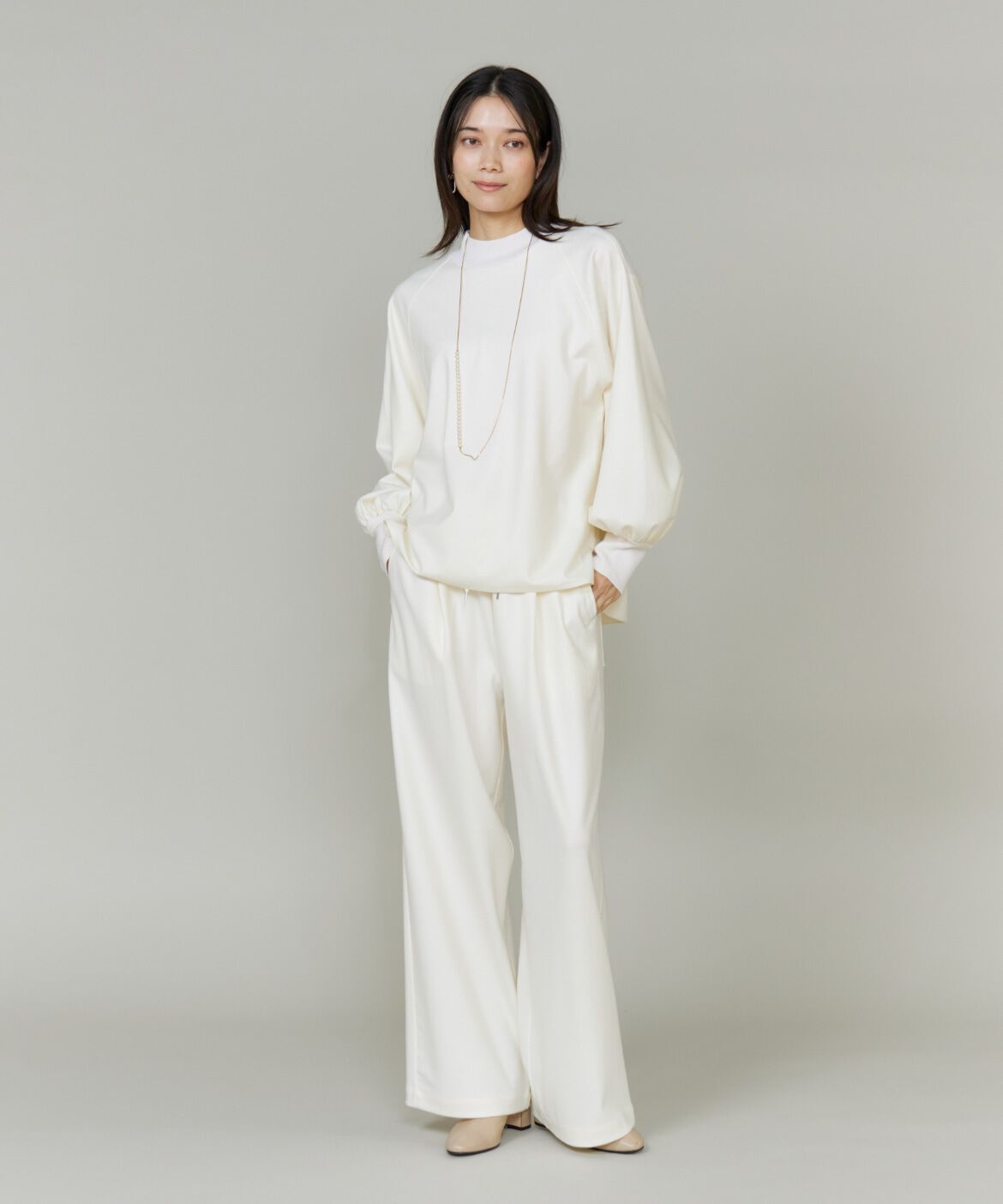 INED「《大きいサイズ》圧縮スムースドッキングニットプルオーバー」|Tシャツ・カットソー|