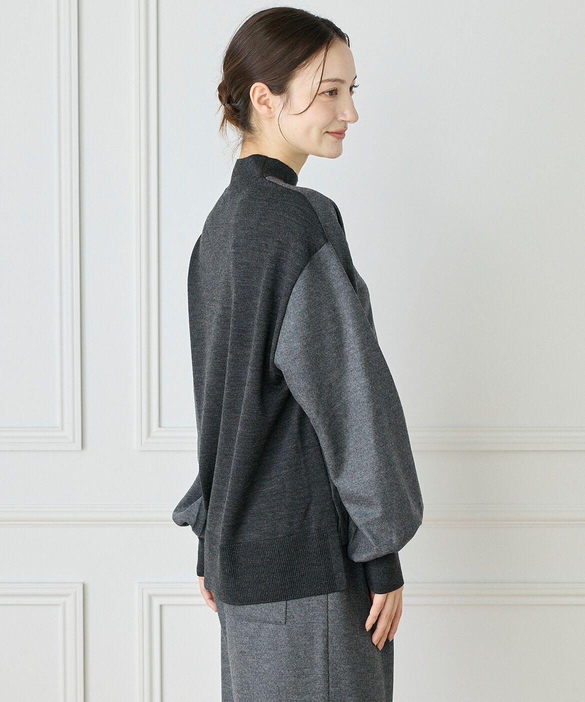 INED「《大きいサイズ》圧縮スムースドッキングニットプルオーバー」|Tシャツ・カットソー|