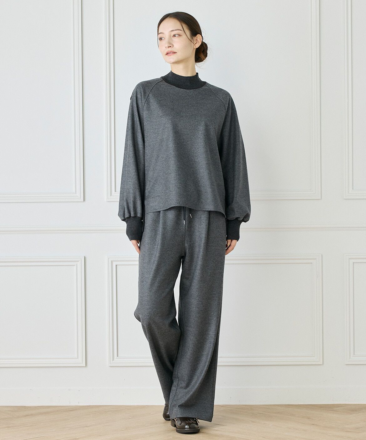 INED「《大きいサイズ》圧縮スムースドッキングニットプルオーバー」|Tシャツ・カットソー|