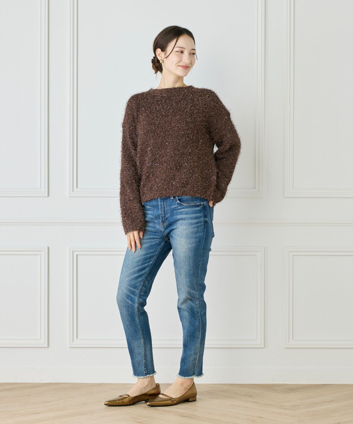 Le Souk「《大きいサイズ》フェザーヤーンニットプルオーバー」|ニット・セーター|